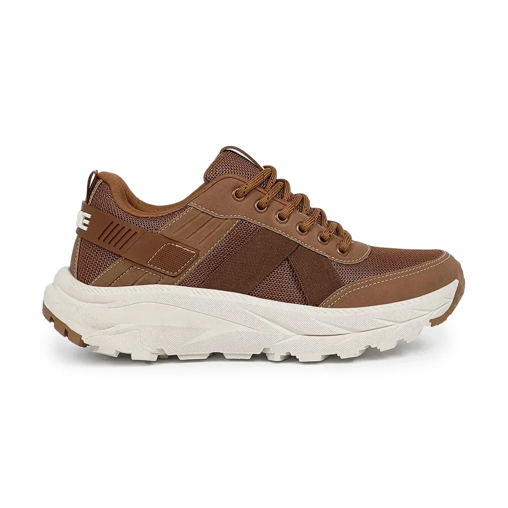 Tênis infantil masculino Ollie Stones 2 marrom em fundo branco, com detalhes em mesh e sola branca